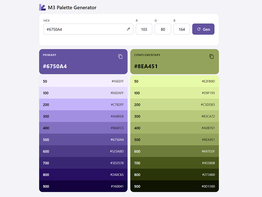 M3 Palette Generator — アプリ画面